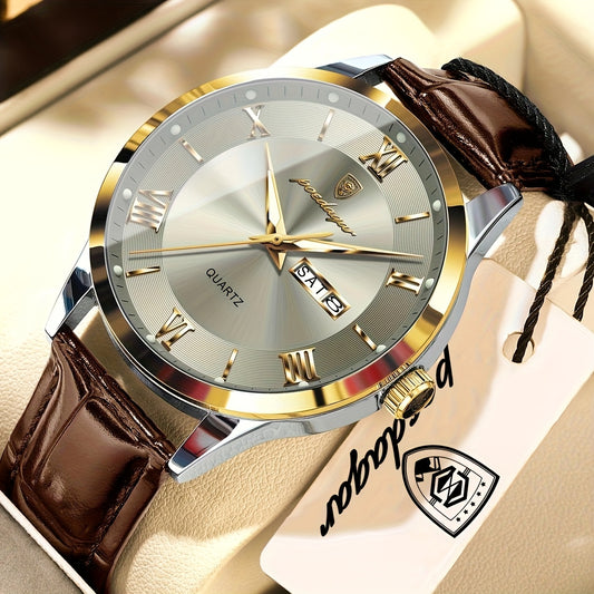 Men's Casual Quartz Watch with Luminous Dial & Date
