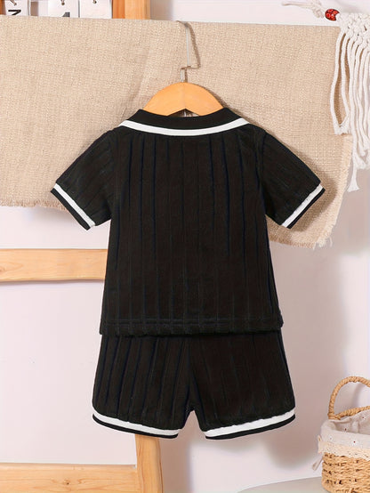 Boys' Casual Polo Shirt and Shorts Set for Spring Summer