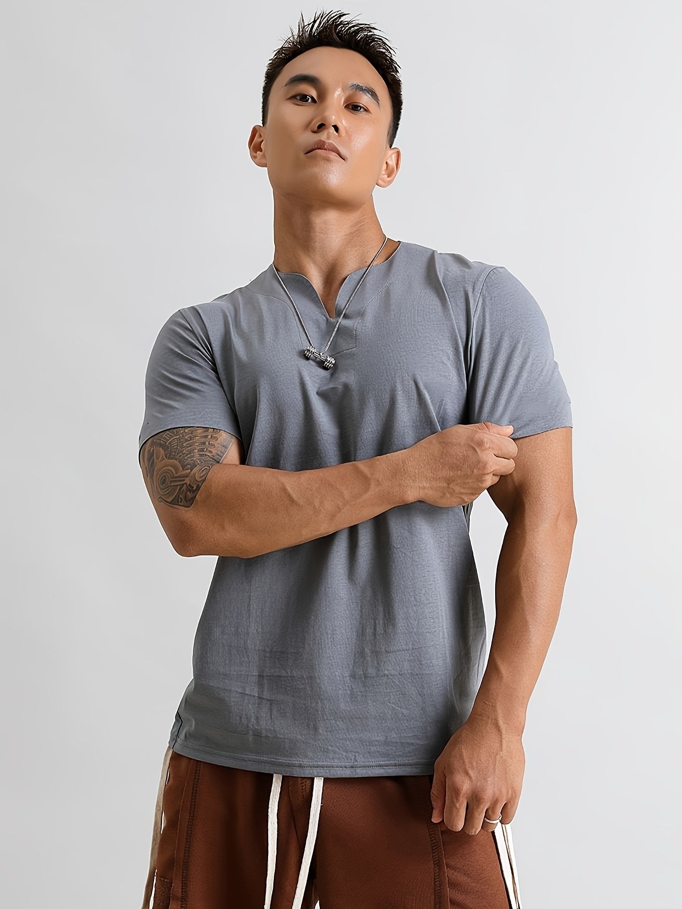Men's Quick-Dry Gym T-Shirt - Muscle Crew Neck Workout Shirt, Stretch Athletic Tee for Weightlifting, Running, Training - Non-See-Through Muscle Builder Top (Hand Wash/Dry Clean) - Ideal for Gym  Casual Outfits, Gym Shirt, A
