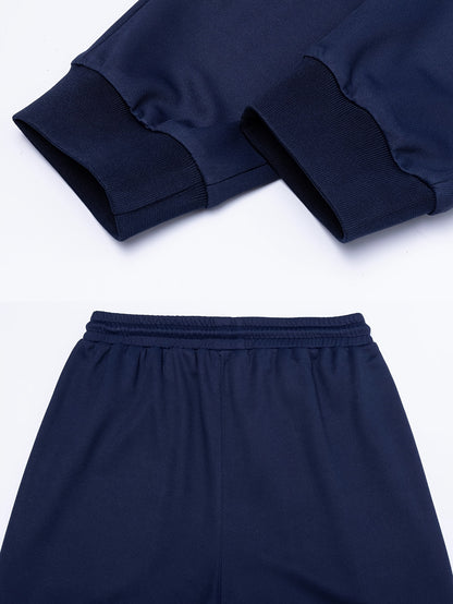 Men'S Pilot Jacket And Casual Pants Set for Spring And Autumn, Featuring a Stylish Ribbed Collar And Available in Three Solid Colors with Straight-Leg Trousers