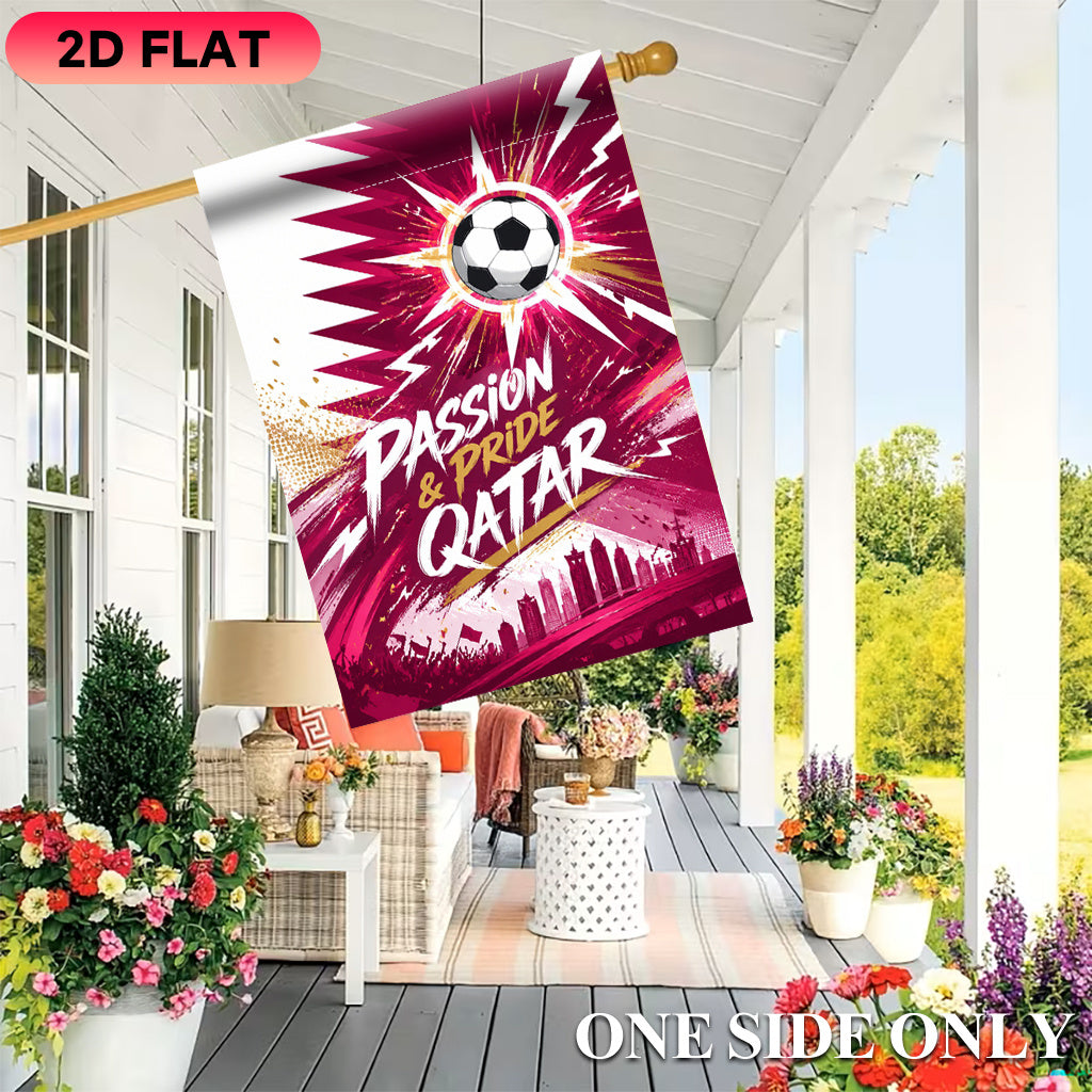 Football Fever Qatar 2D Flat Garden Flag, Polyester, Outdoor Decor