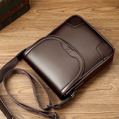 1pc KANDIDER Men's Fashion Crossbody Bag - Brown Vertical Shoulder Satchel with Adjustable Strap, Large Capacity for Business  Casual Travel