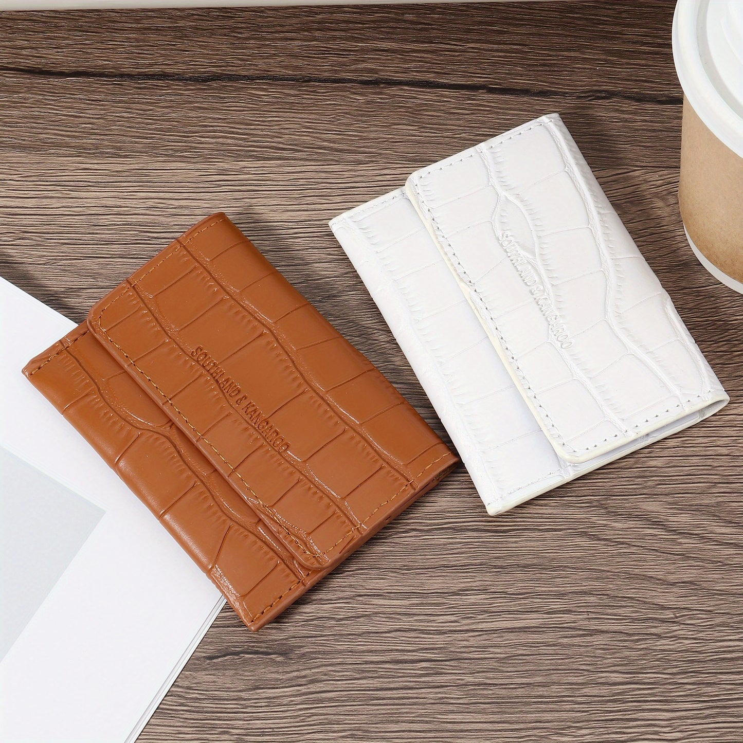 Women'S Small PU Wallet - Solid Color Short Style Featuring Card Slots And a Zippered Coin Pocket