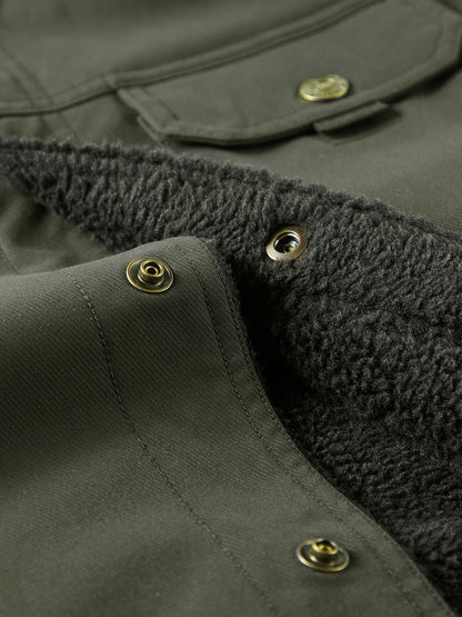 Men's High-End Fashion Casual Versatile Fleece-Lined Thickened Windproof Warm Hooded Winter Jacket