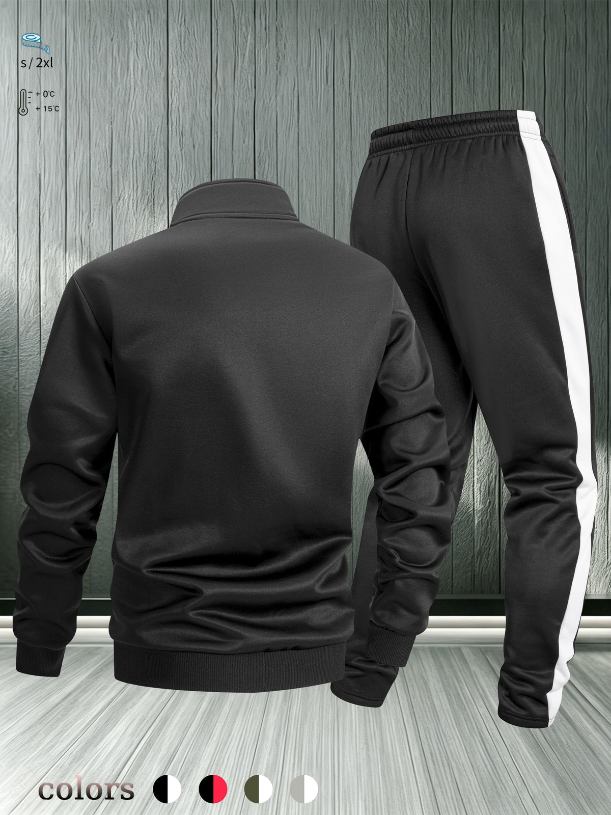 Men's Autumn Winter Stand Collar Zipper Jacket & Pants Set