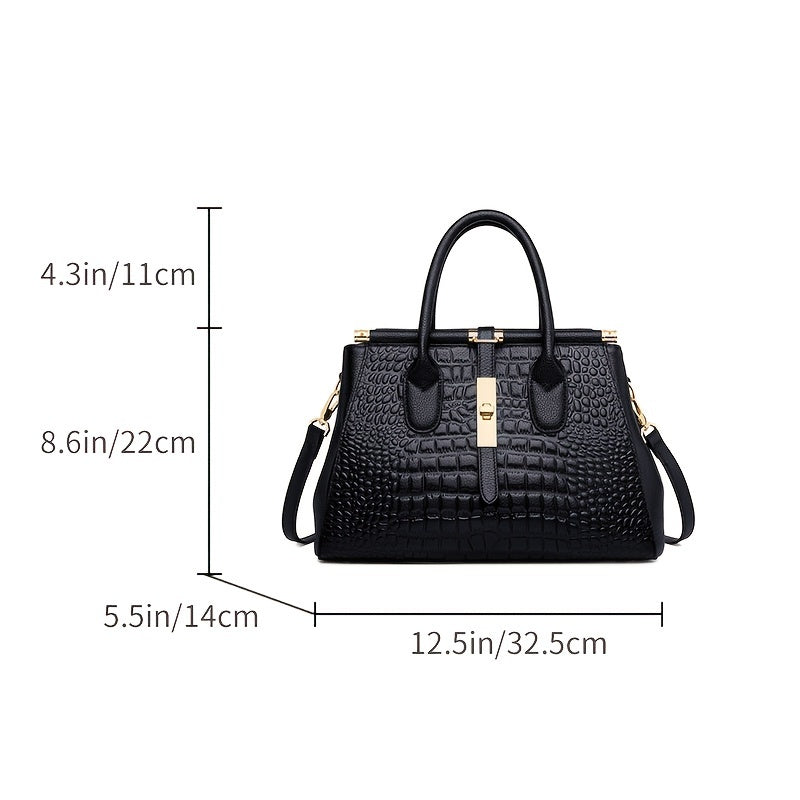 Women's Genuine Leather Crocodile-Pattern Crossbody Bag