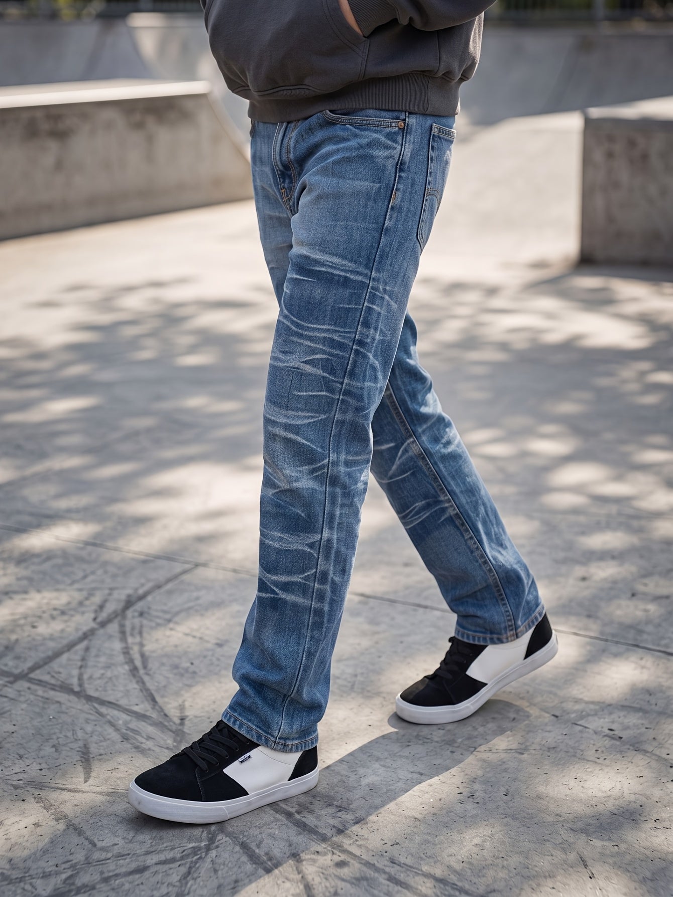 Boys' Ombre Washed Denim Jeans, Casual Streetwear Pants