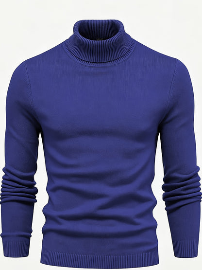 Winter Warm Turtleneck Sweater - Slim-Fit Stretchable High Neck Pullover, Solid Black/White/Navy/Brown/Grey/Rust - Casual & Formal Wear, Layering Essential for Cold Weather, Easy-Care Sweater Coat