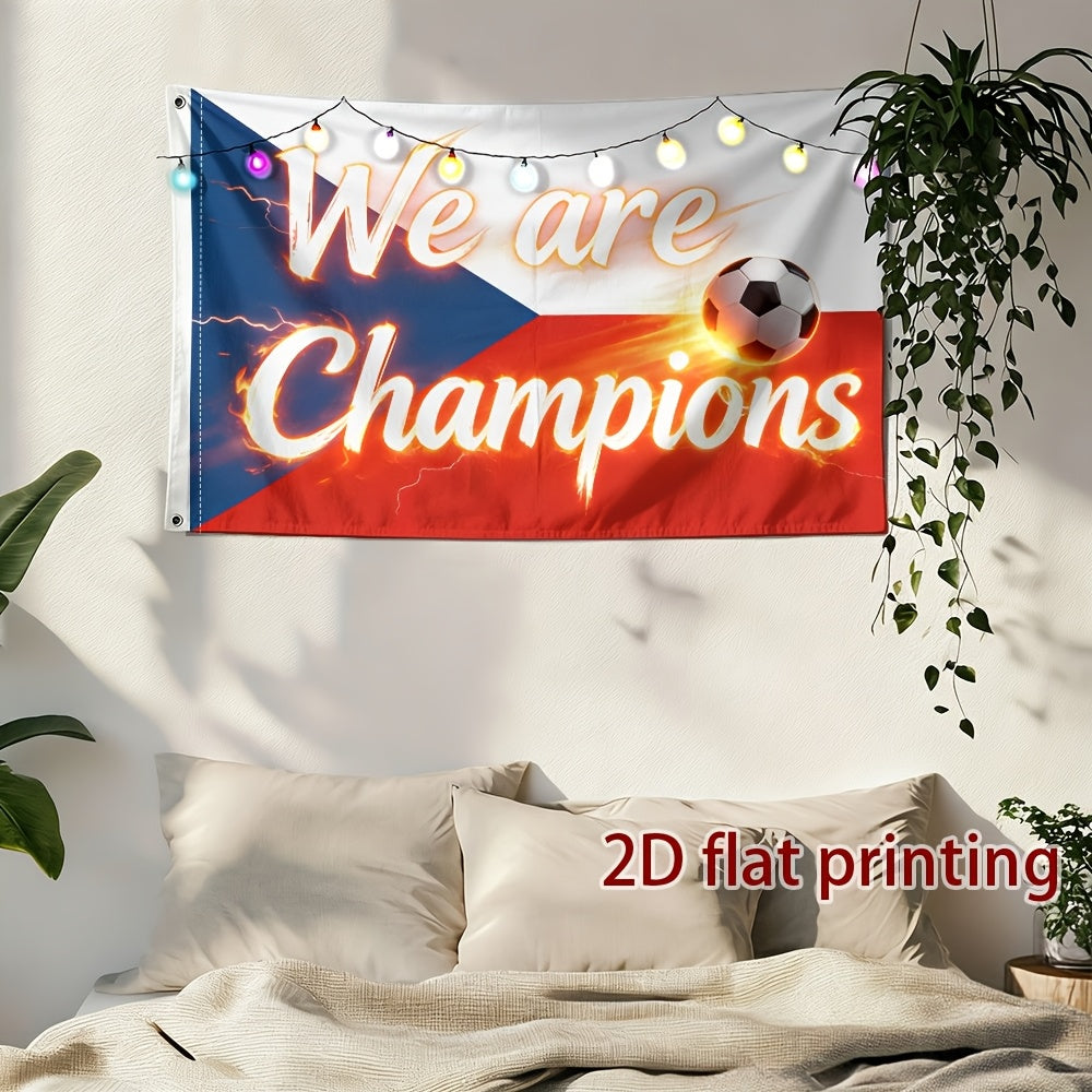 Czech Republic Flag Polyester Fan Support Banner - Outdoor Use