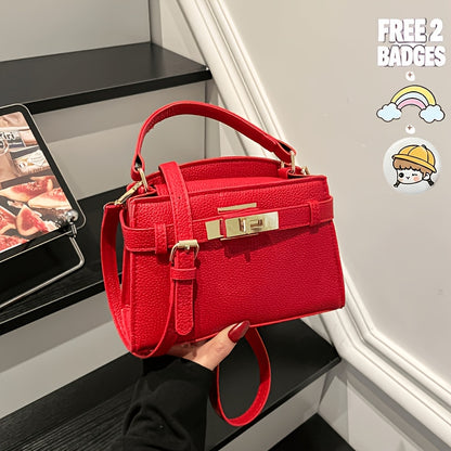 Women’s Solid Color PU Crossbody Bag with Adjustable Strap