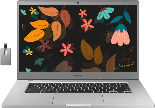 SAMSUNG Chromebook 4+ Laptop, 15.6" FHD LED Display, Intel Celeron N4000, 4GB RAM, 64GB Emmc, HD Webcam, Wi-Fi 5, Bluetooth, Chrome OS, Platinum Titan, 32GB USB Card
