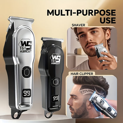A Professional Men'S Electric Hair Clipper Set with an LED Display, an Electric Shaver, Four Guide Combs for Zero-Gap Cutting, a Small Brush, TYPE-C Charging, Perfect As a Gift for Men, Father'S Day Presents - ayq