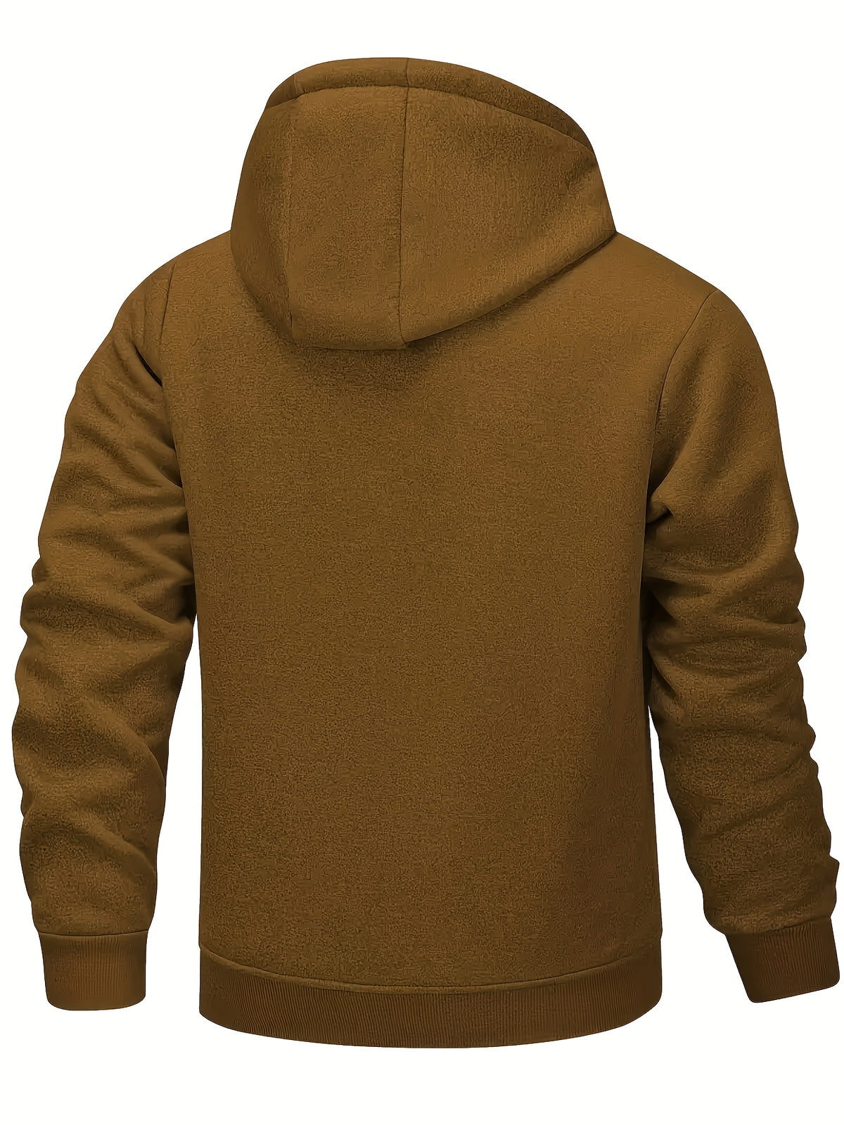 Men's Casual Warm Fleece Hooded Jacket with Zipper