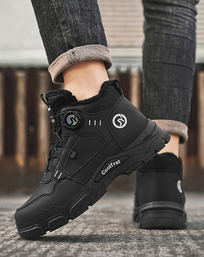 Men'S Winter High-Top Boots - Thick Warm Lace-Up Ankle Boots with Rubber Sole, Non-Slip Traction, Brown/ Color Options - Cold Weather Shoes for Everyday & Formal, Winter Boots, Formal Footwear, Retro Style, Durable Constructi