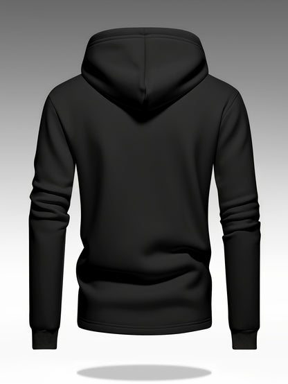 Men's Heavy-Duty Hooded Sweatshirt with Full-Zip Front & Utility Pockets - Olive Green Tactical-Style Outdoor Jacket, Long Sleeve Casual Pullover for Hiking, Camping, Casual Attire - Spring/Fall Layering Essential (Regular Fi