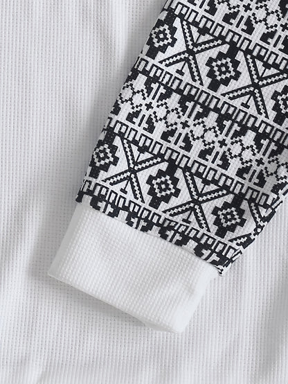 Men'S Long-Sleeve T-Shirt in a Heavy Waffle Knit for Autumn, Perfect for Casual Wear