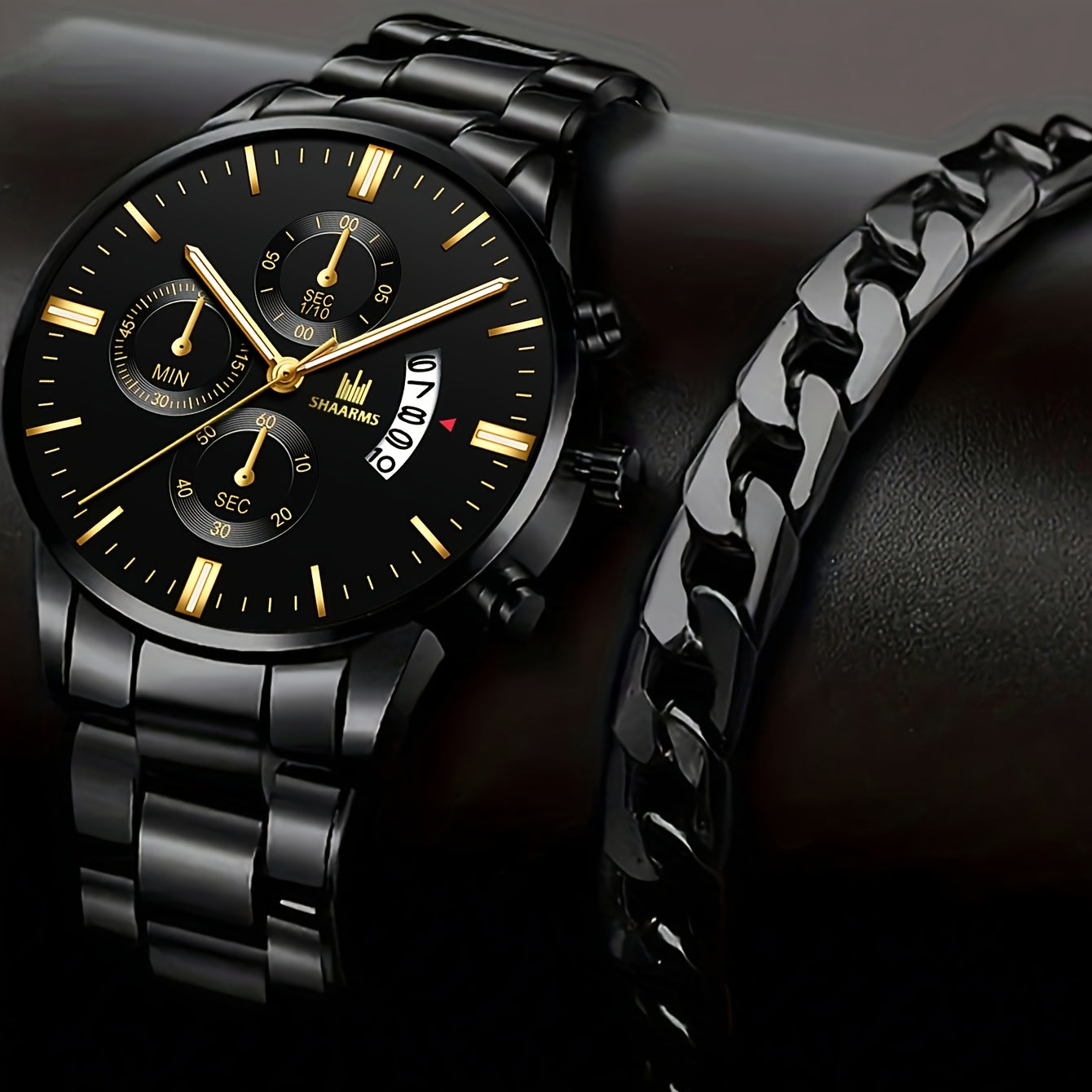 1pc Men's Elegant Sports Steel Strap Watch / 2pcs Watch + Versatile Bracelet Set - The Perfect Gift for Him on Father's Day, Birthday, or Anniversary