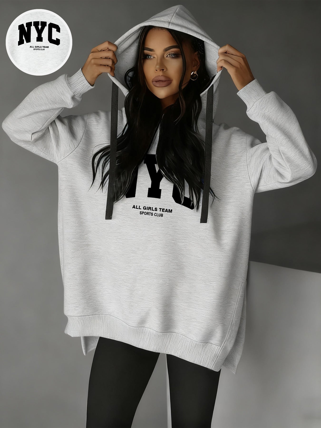 Women’s Casual Hooded Hoodie with Side Slits for Fall & Winter