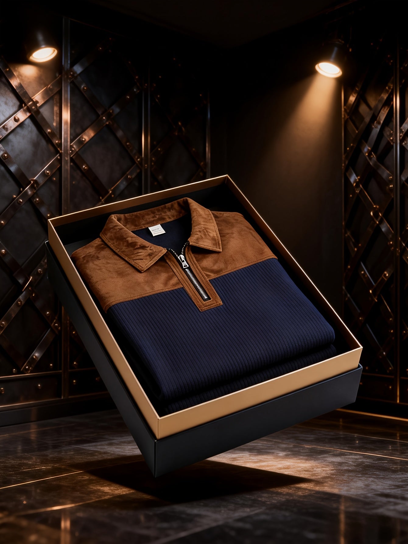 Men'S Casual Knit Sweater with Printed Lapel and Quarter Zip | Long Sleeve, Warm, Machine Washable, Perfect for Daily Wear and Gifts, Ideal for Christmas, Halloween, New Year