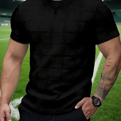 Men's T-shirt, Casual Tee, Breathable Slim-fit Short Sleeves, Machine Washable Comfort, Versatile Casual Wear, Sporty Leisure Top, Classic Crew Neck - ayq