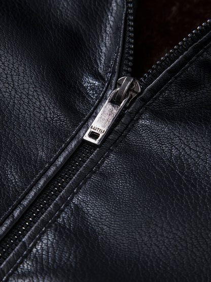 Siji Dou OBM Men's Coat, New Autumn/Winter Fleece-Lined Jacket with Faux Fur Collar, Trendy Casual Jacket for Men