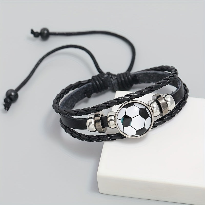 Fashionable PU Leather Football Fan Bracelet Sports Wristband