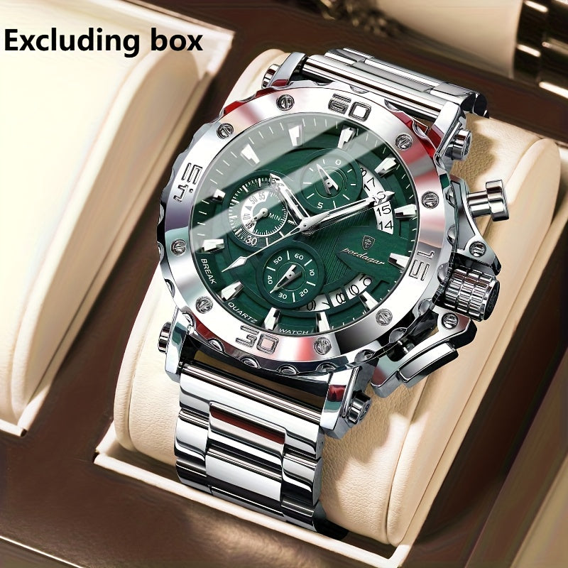POEDAGAR Luxury Business Calendar Multi functional Waterproof Sports Men's Quartz Watch, Sports Wristwatch, Business Timepiece, Elegant Watch, Sleek Design, Precision Movement, Durable Construction, Wristwatch for Men, Quartz