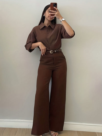 Chic Flare Leg Pants for Women | Elegant Simple Design, Suitable for Commuting, Office, and Everyday Wear, All-Season, Solid Color Not Included
