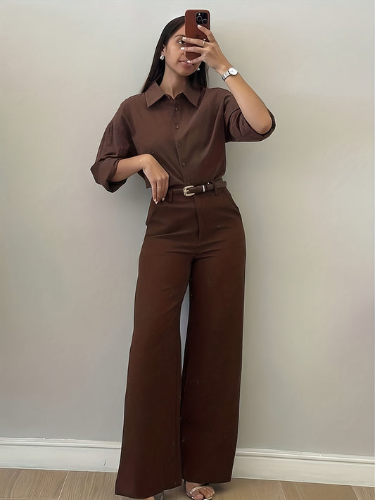 Chic Flare Leg Pants for Women | Elegant Simple Design, Suitable for Commuting, Office, and Everyday Wear, All-Season, Solid Color Not Included