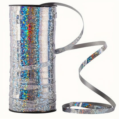 1pc91.44 meter Laser Golden/Silvery ribbon, Holiday supplies Wedding House Layout Christmas accessories Balloon Ribbon Balloon ribbon Ribbon banner Hanging flag Wedding party cake Gift wrap sealing rope Flower decoration supp