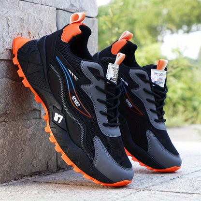 Men's Stylish  Durable Sneakers - Comfortable, Non-Slip Lace-Up Sneakers for Outdoor Activities, Breathable Fabric, All-Season Wear