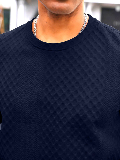 Fashionable and Simple Casual Short-sleeve T-shirt for Daily Commuting and Shopping, a Comfortable and Breathable Top for Men - ayq