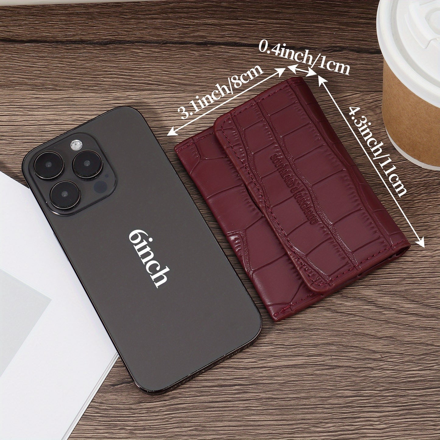 Women'S Small PU Wallet - Solid Color Short Style Featuring Card Slots And a Zippered Coin Pocket