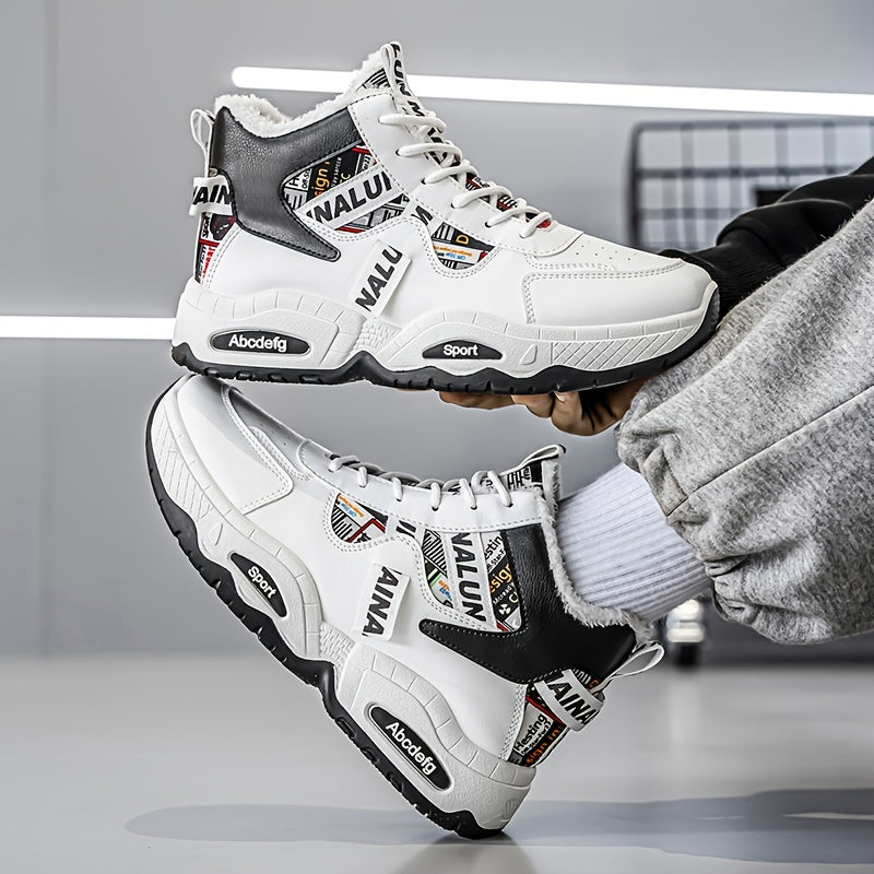 Men's Winter Snow Boots with Thick & Height Increase - Heavy-Duty PU Upper, -Absorbing PVC Sole, Lace-Up Ankle for Ice Traction - Outdoor Ice Skating,, Daily Use (Warm Mid-Calf/Ankle-High)