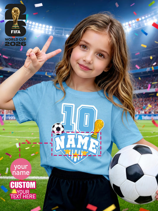 2026 World Cup Girls' Casual Polyester T-Shirt with FIFA Print - ayq