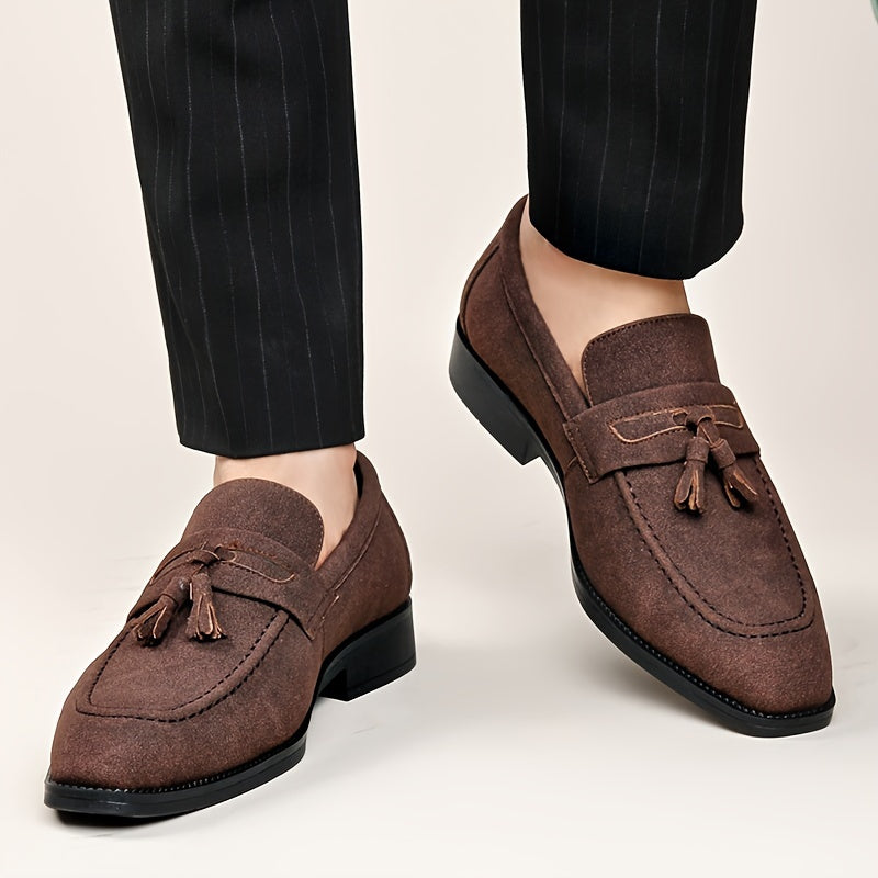 Men's Slip-On Tassel Loafers with Rubber Sole - Casual & Business