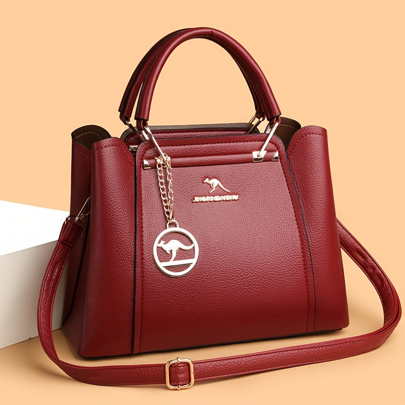 Elegant Women's Fabric Handbag with Metal Accents - Versatile Style