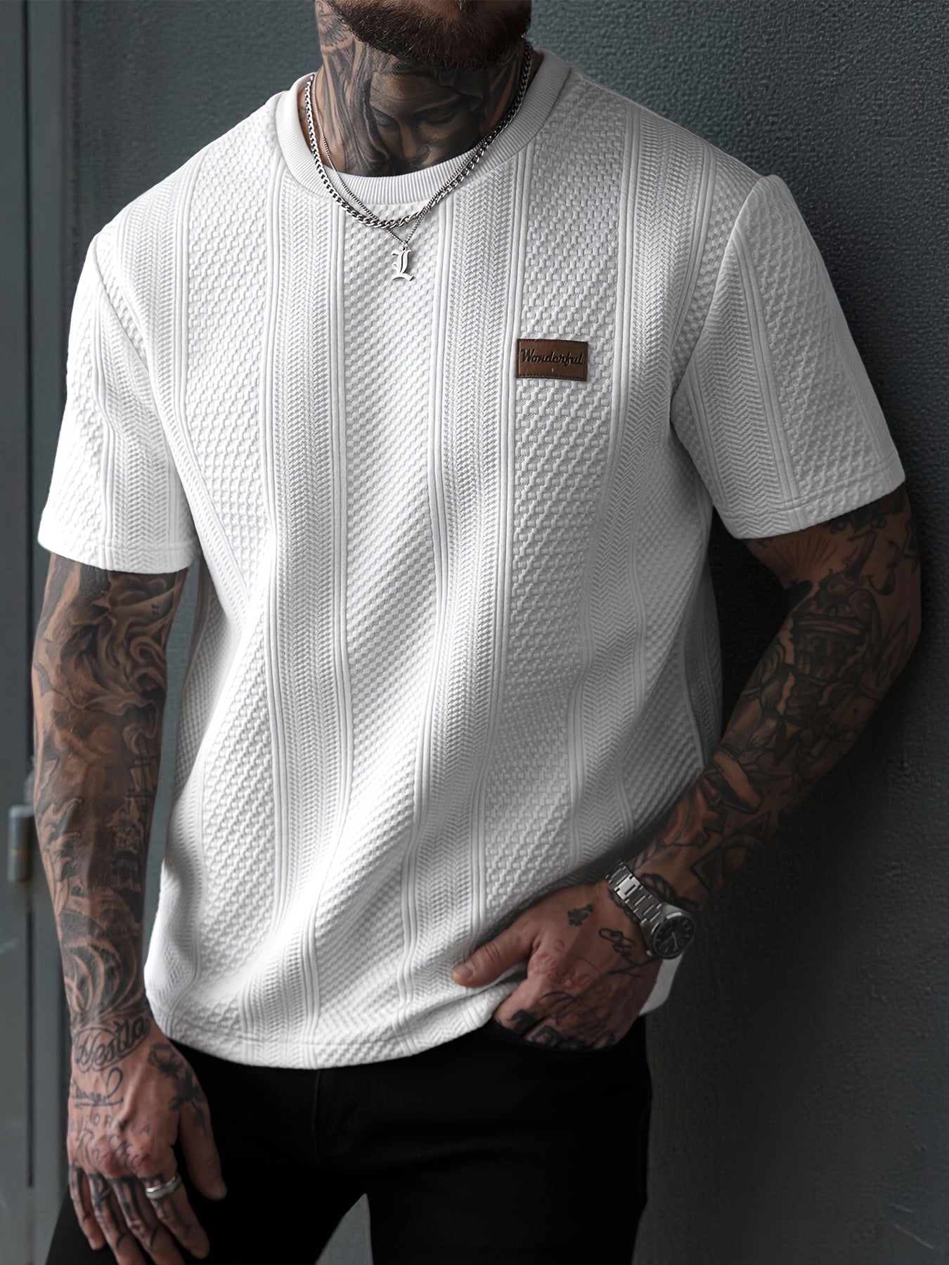 Men'S Crew Neck Long Sleeve T-Shirt | Casual Loose Fit with Slight Stretch Fabric, Ideal for Sports and Fitness Training - ayq