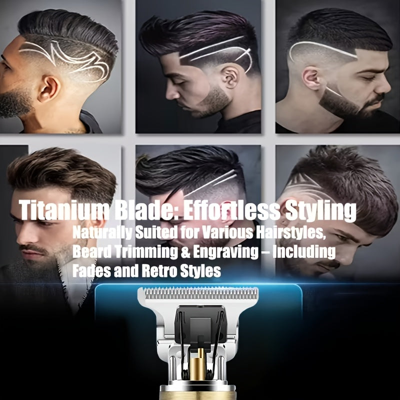 YAIAWISU Men's Cordless Electric Hair Clippers & Beard Trimmer with LCD Screen, USB-Rechargeable Cordless Grooming Kit, T-Blade Trimmer with Guide Comb Suitable for Hair, Shaving, and Scalp Trimming - ayq