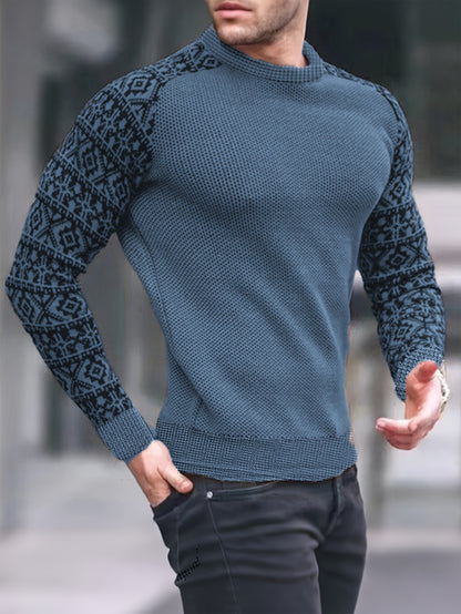 Men'S Long-Sleeve T-Shirt in a Heavy Waffle Knit for Autumn, Perfect for Casual Wear