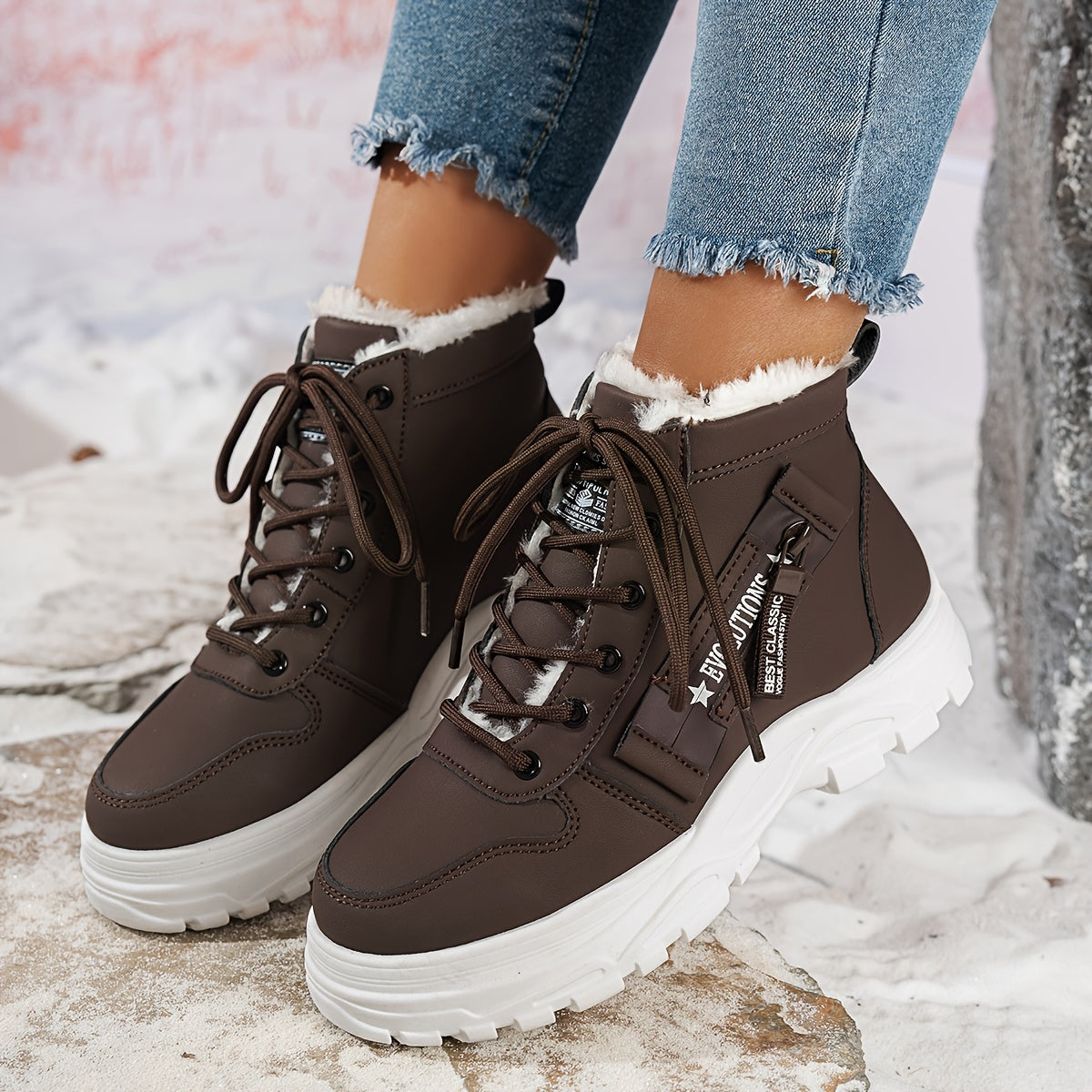 Women'S Winter Snow Boots - Warm Lined, Non-Slip, High-Top Outdoor Casual Shoes with Ribbed Cushioning, Black, Perfect for Cold Weather Activities, Winter Footwear | Stylish Winter Boots | Durable Footwear