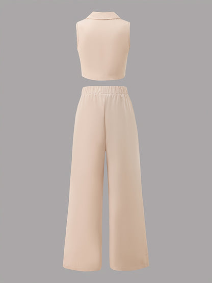 Girls' Summer Sleeveless Vest & Wide-Leg Pants Set
