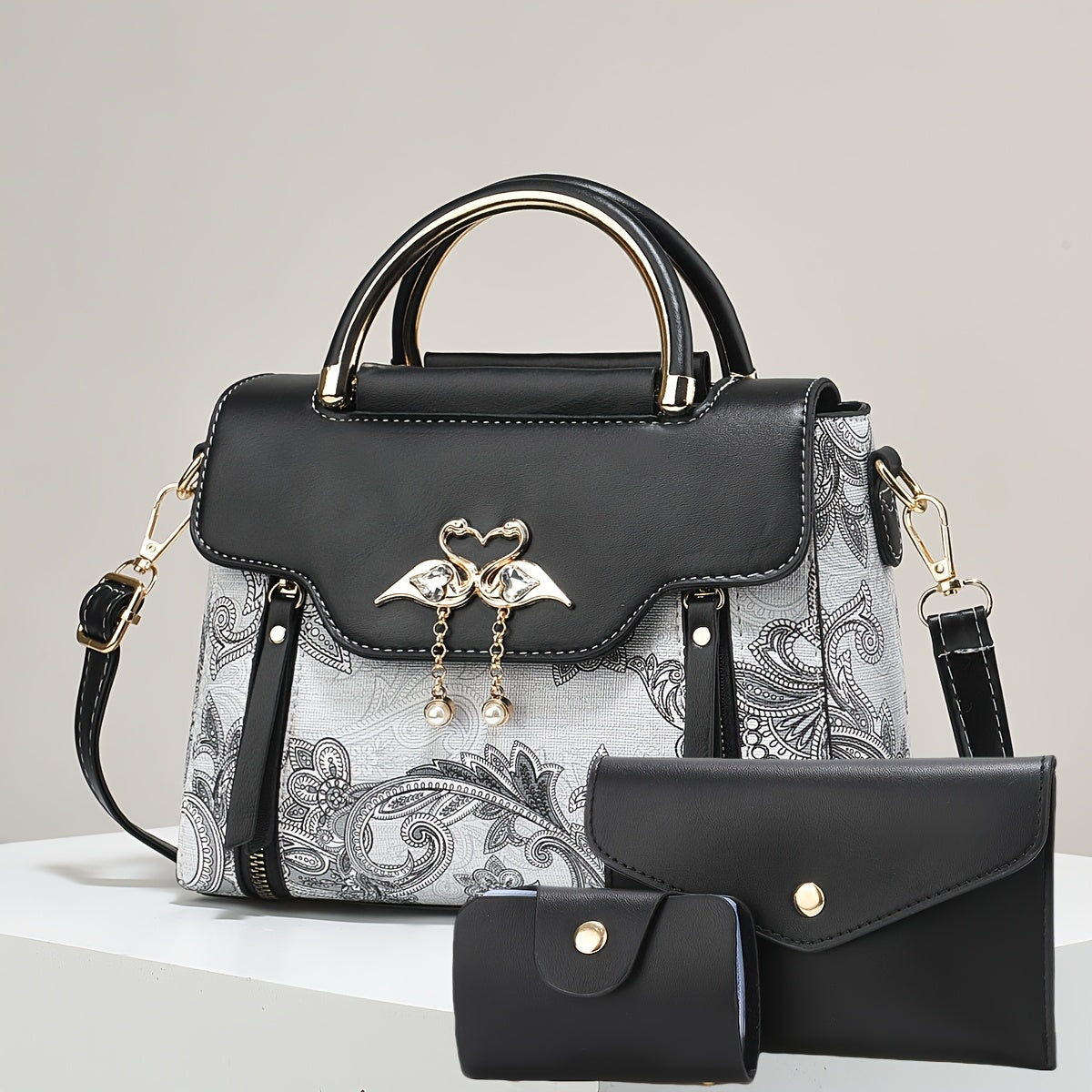 Women's Bag Set of Three: Printed Shoulder Bags, Stylish Tote Handbags and Versatile Crossbody Pouches