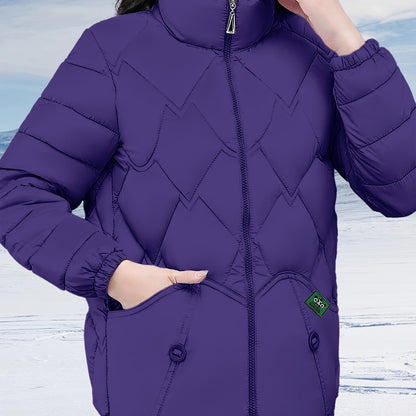 Women's Stylish Winter Coat - Black Herringbone Design, Flared Hem & H-Silhouette, Long Sleeve Non-Stretch Fabric, Hand Wash Only, Japanese-Korean Inspired for Casual & Formal Occasions