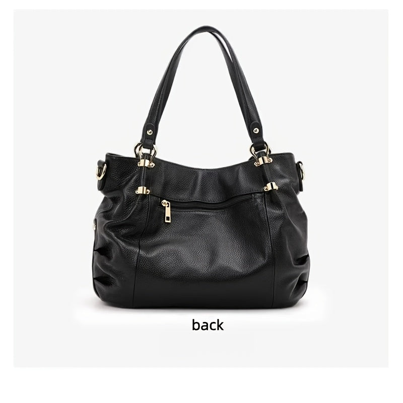 Women's Genuine Leather Shoulder Bag with Removable Strap