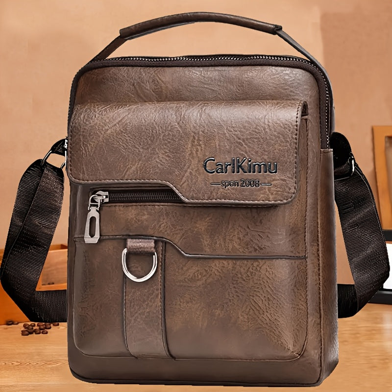New Men's shoulder bag fashion leisure bag small satchel vertical handbag business Men's diagonal bag [zipper direction random]