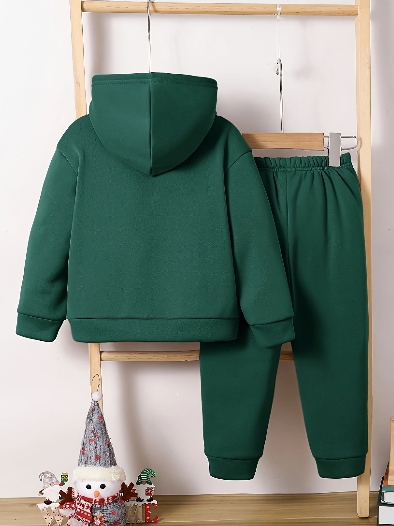 Creative Christmas Reindeer Pattern Design, Boy's 2pcs Co Ord Set, Comfy Long Sleeve Hoodie & Casual Versatile Sweatpants, Warm Fleece Outfit, Ideal For Autumn And Winter Outdoor Wear