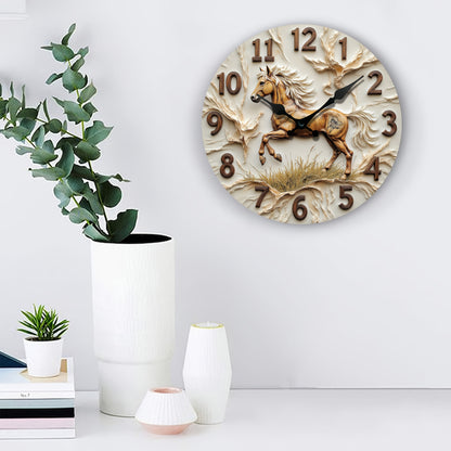 One piece, running horse wall clock, silent movement, suitable for home decoration and gift-giving, AA Battery not included