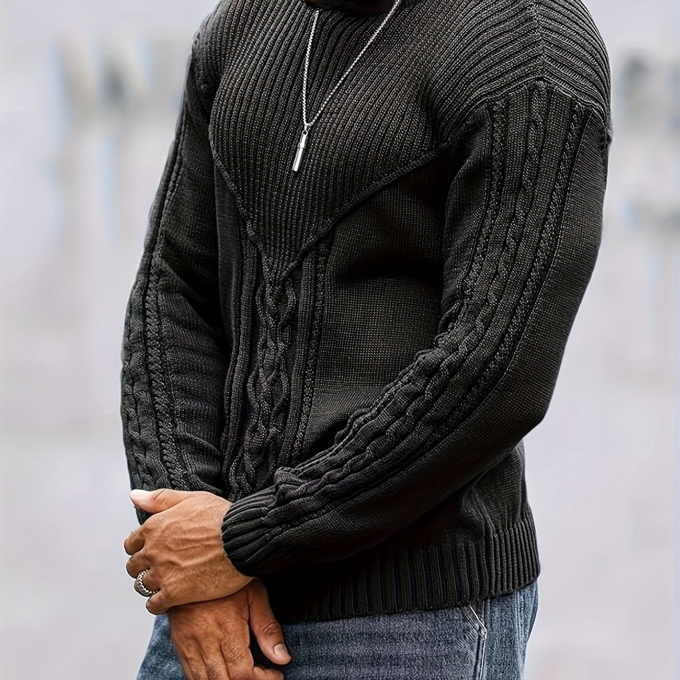 Men'S Gentlemanly Mature Round-Neck Pullover Knitwear for Autumn And Winter