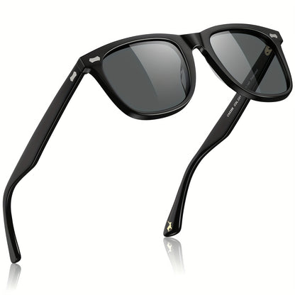 CARFIA Square Polarized Glasses For Men UV400 Protection Retro Acetate Italian Hand-crafted Driving Shades